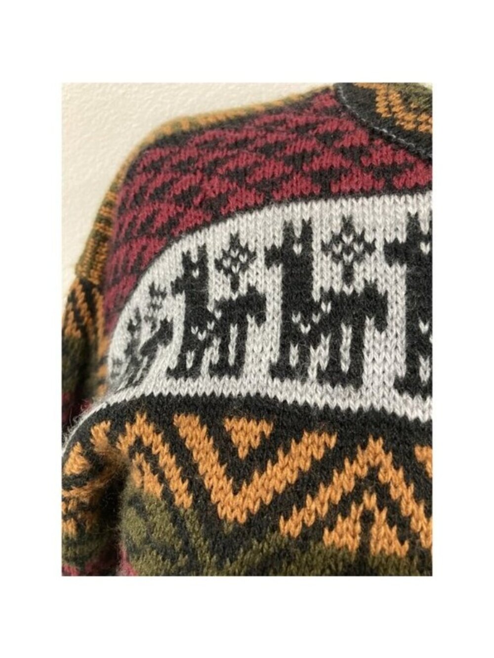 Aylins Peru Alpaca Wool Sweater M Fair Isle Nordic Andean Boho Folk Artisan Knit - Picture 5 of 13